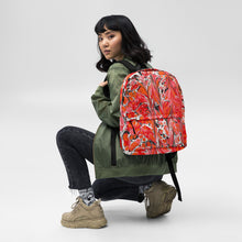 Load image into Gallery viewer, Red-black-white ebru inspired backpack