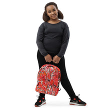 Load image into Gallery viewer, Red-black-white ebru inspired backpack