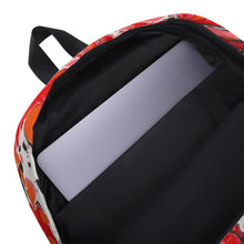 Load image into Gallery viewer, Red-black-white ebru inspired backpack