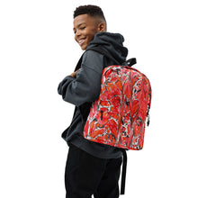 Load image into Gallery viewer, Red-black-white ebru inspired backpack
