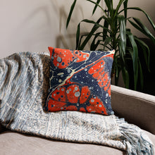 Load image into Gallery viewer, Ebru inspired red and blue pillow case