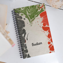 Load image into Gallery viewer, Sudan ebru flag spiral notebook