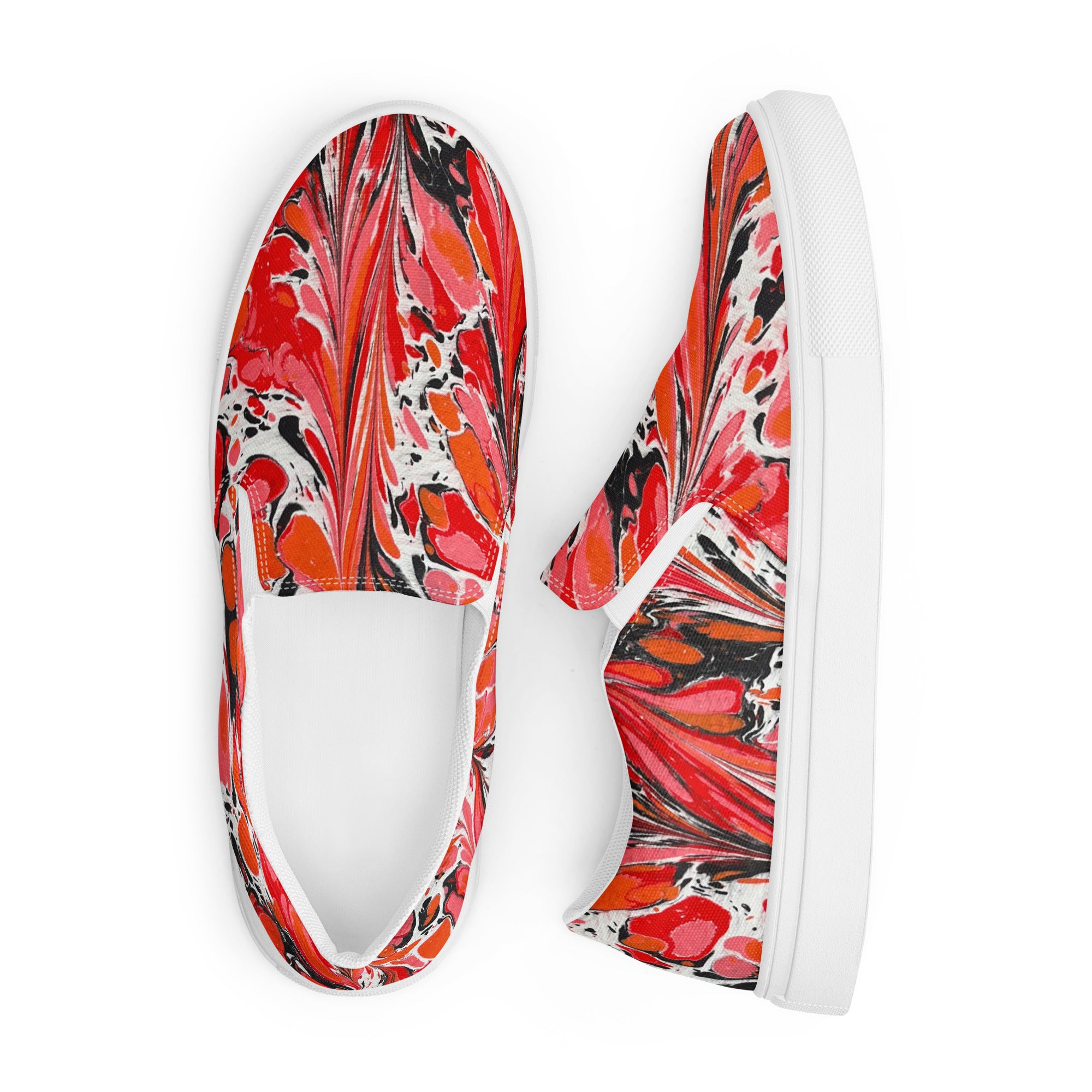 Bright red slip-on canvas shoes | Casual Slip On Shoes | Graphic Shoes | Artistic Shoes | Unique offers Print Shoes | Clizia Shoes | Casual Women