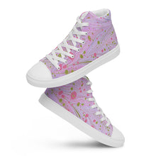 Load image into Gallery viewer, Women’s high top canvas shoes - pretty pink ebru design
