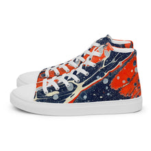 Load image into Gallery viewer, Women’s high top canvas shoes - sea and fire ebru print