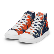 Load image into Gallery viewer, Women’s high top canvas shoes - sea and fire ebru print