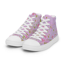 Load image into Gallery viewer, Women’s high top canvas shoes - pretty pink ebru design