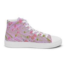 Load image into Gallery viewer, Women’s high top canvas shoes - pretty pink ebru design