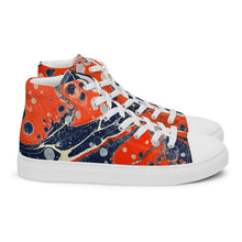 Load image into Gallery viewer, Women’s high top canvas shoes - sea and fire ebru print