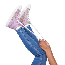 Load image into Gallery viewer, Women’s high top canvas shoes - pretty pink ebru design