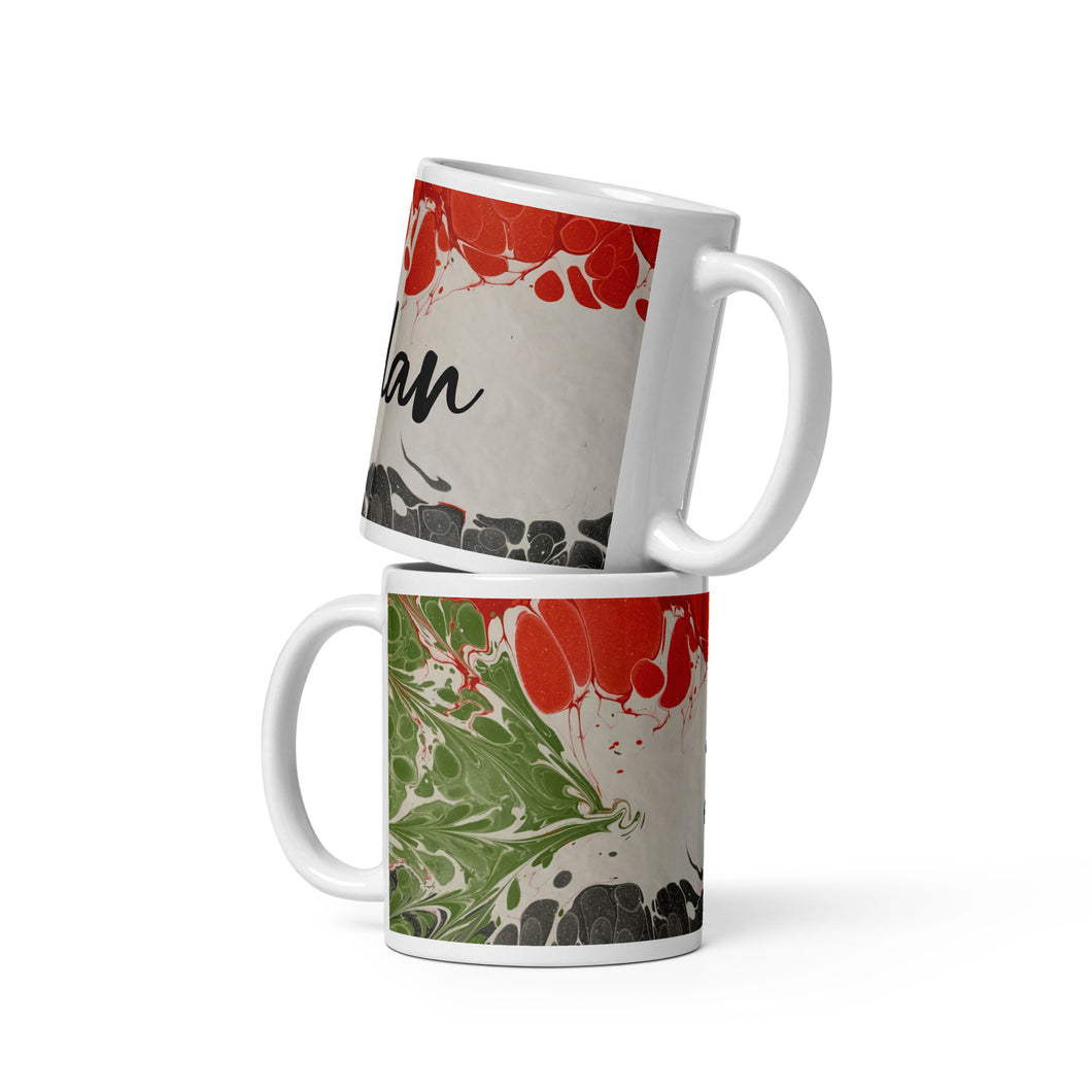 White glossy mug - Sudanese ebru flag