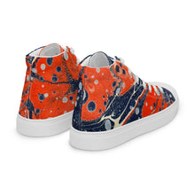 Load image into Gallery viewer, Women’s high top canvas shoes - sea and fire ebru print
